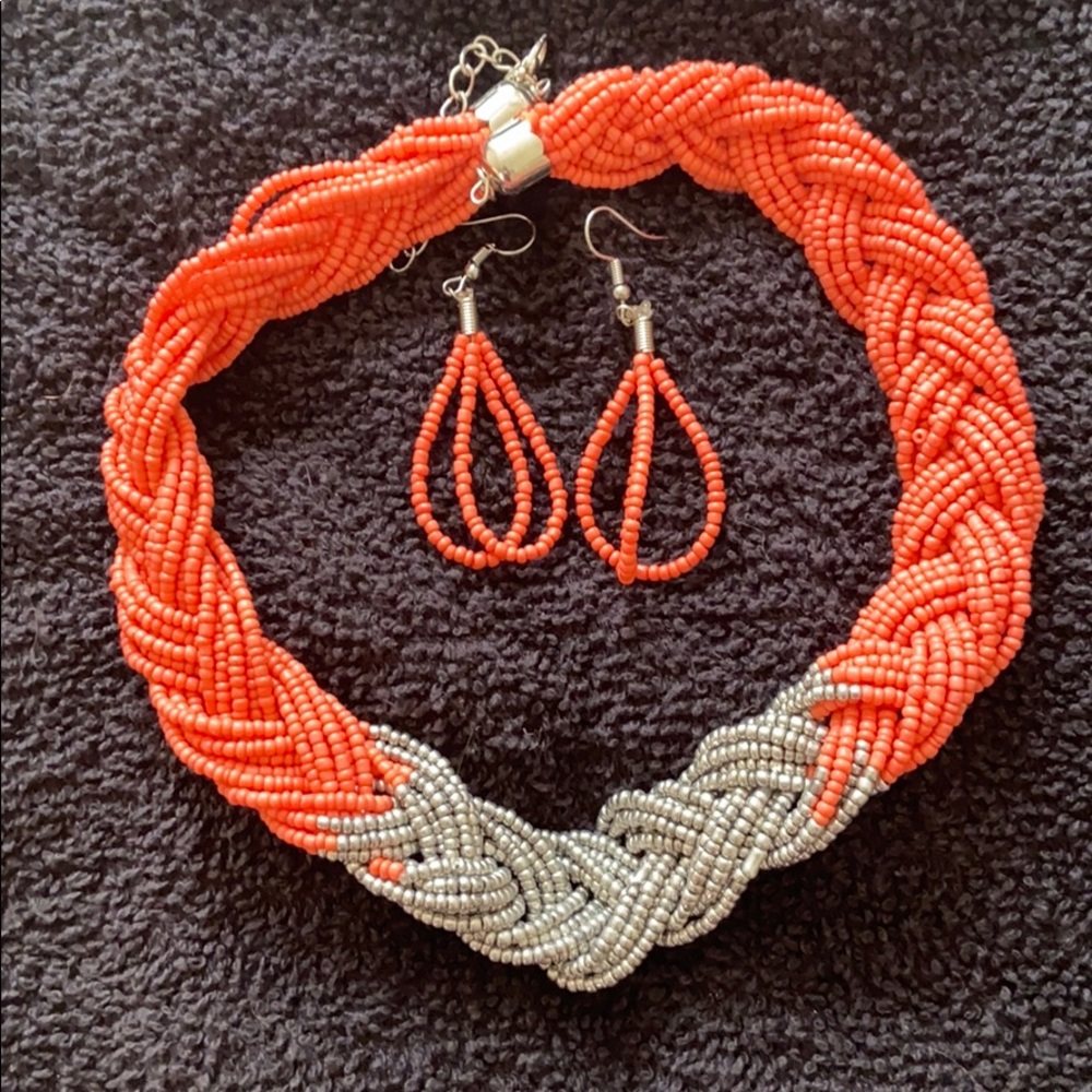 Orange and silver necklace